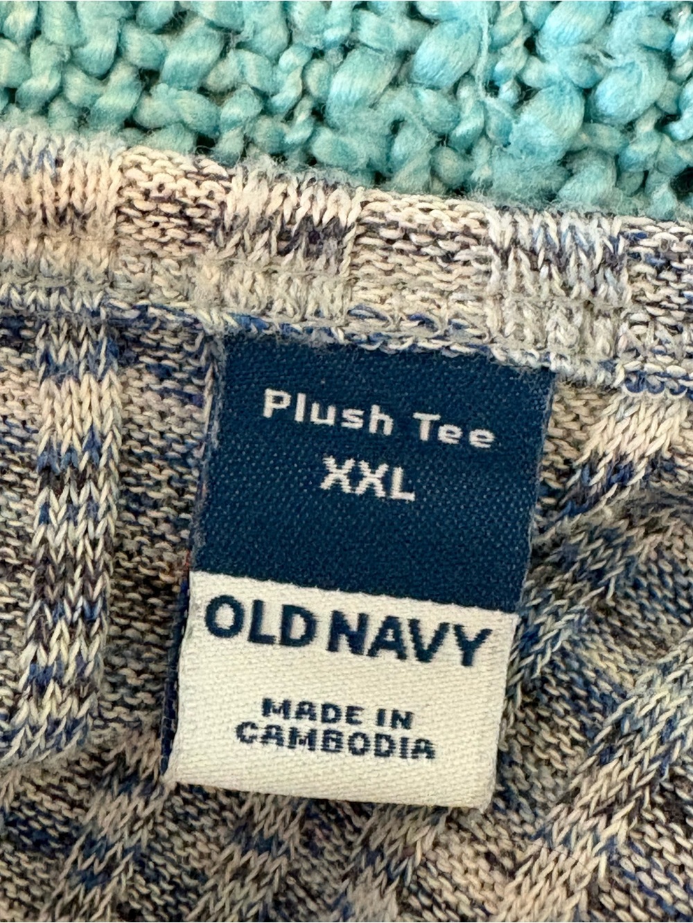 Old Navy Blue and Gray Ribbed Long Sleeve Plush Tee XXL - Picture 2 of 8